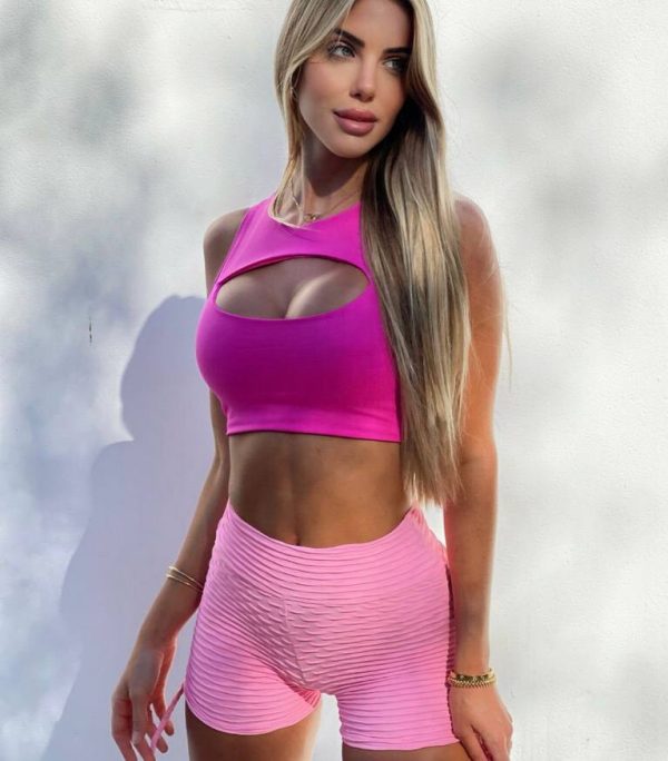 Top suplex fuscia cruzado atrás