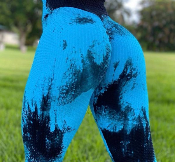 Calza Azul tiedye texturizada con frunce-talle Único - Imagen 2