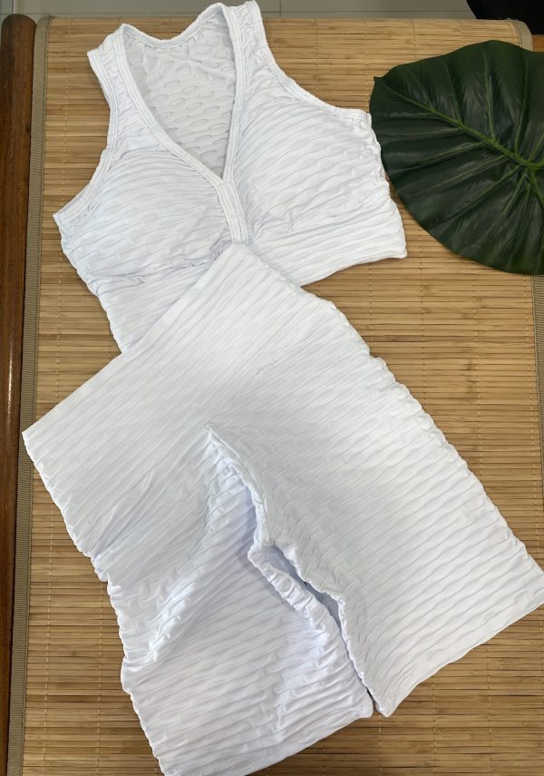 Conjunto biker blanco Texturizado-talle único(frunce)
