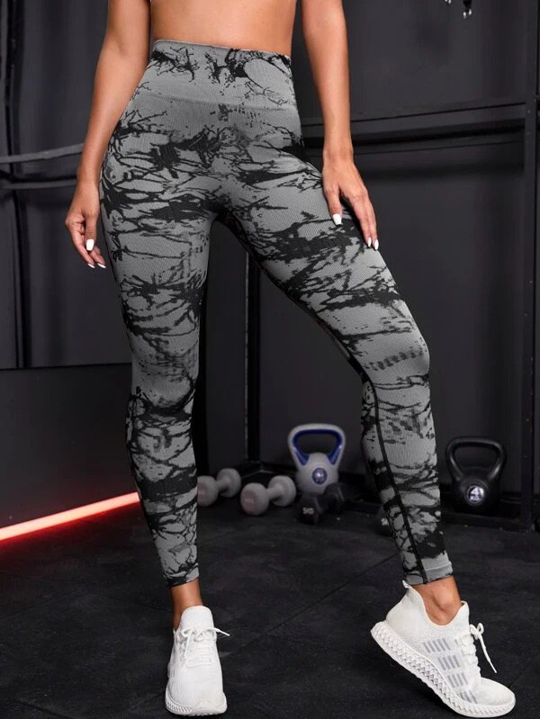 Legging Tiedye negro-gris/ Talle M