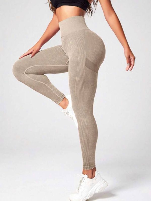 Legging sin costura Beige-Texura suave-talle M - Imagen 2