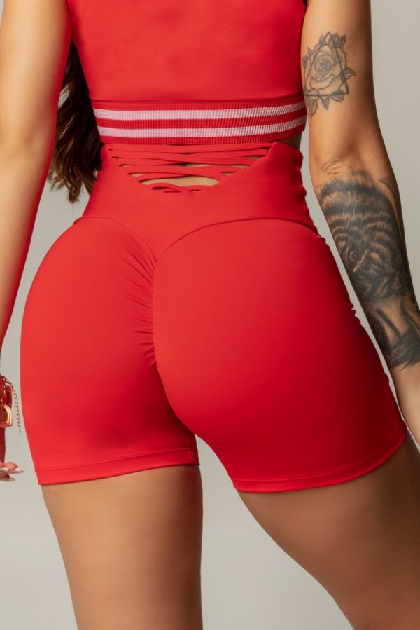 Short Rojo Con Frunce y cruzado