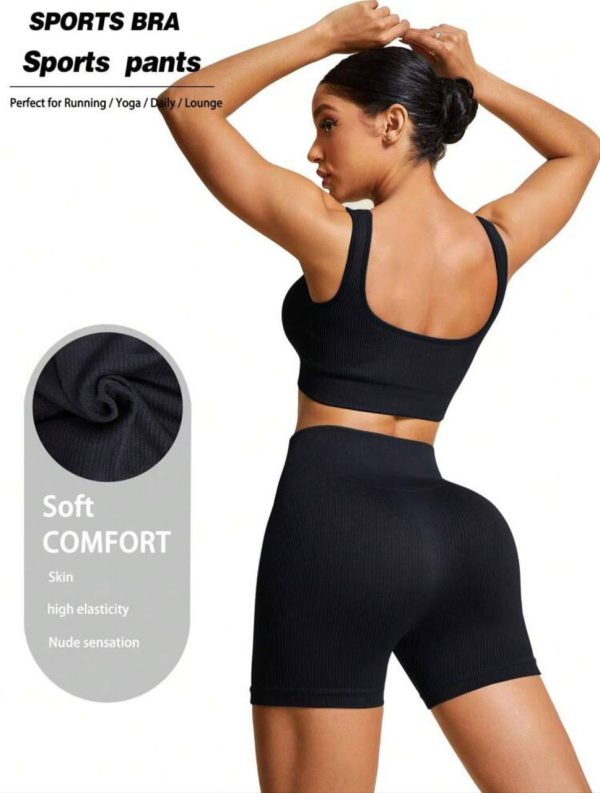 Conjunto acanalado negro talle M - Imagen 3
