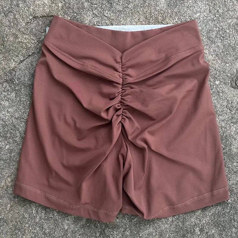 short corte V marrón-tamaño único (s/m)