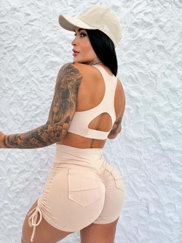 Conjunto nude corto con bolsillos premium-talle único(36-42) - Imagen 3
