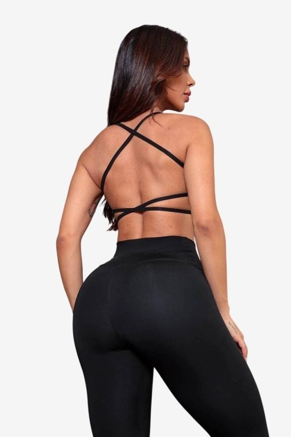 Conjunto negro liso premium-top Cruzado-talle único(36-42)