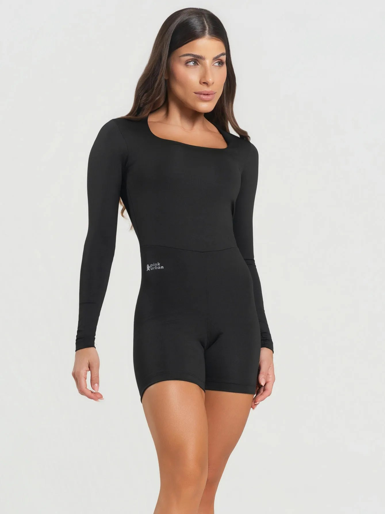 Monito negro liso manga larga premium- talle M