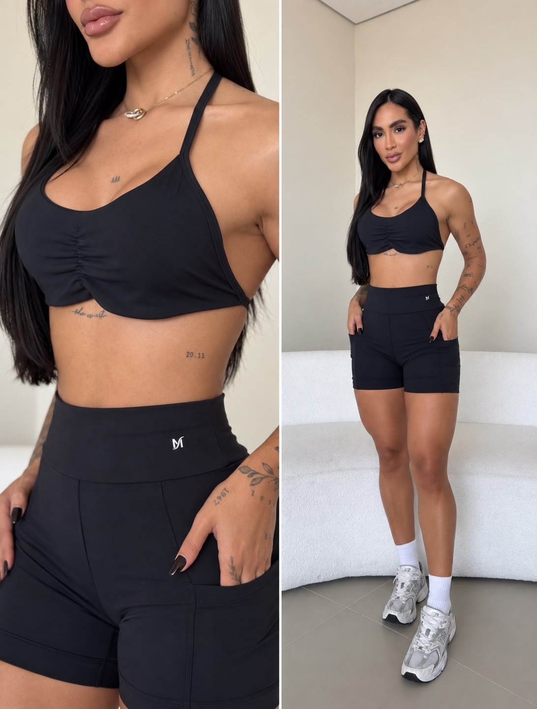Conjunto negro corto short talle S/M